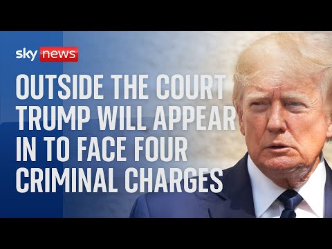 Watch live: Outside the federal court where Trump will appear to face charges over January 6 riots