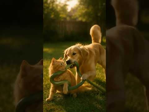 Hero Dog Saves Kitten from Giant Snake Attack!🐍🐶🐱Unbelievable Rescue Moment #cute #cat #dog #snake