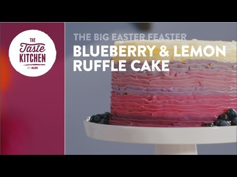 Lemon and Blueberry Ombré Ruffle Cake