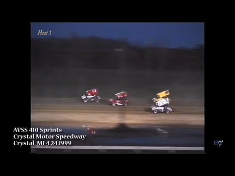 AVSS 410 Sprints - Crystal Motor Speedway 4.24.1999 - dirt track racing video image