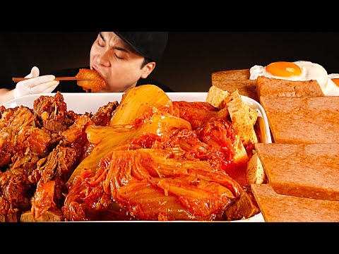 밥이 술술 들어가는 김치찜과 스팸, 계란후라이 먹방~!! 리얼사운드 ASMR social eating Mukbang(Eating Show)