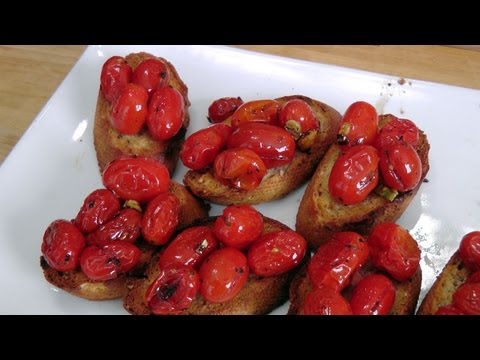 Roasted Cherry Tomato Bruschetta - Recipe by Laura Vitale - Laura in the Kitchen Ep181 - UCNbngWUqL2eqRw12yAwcICg