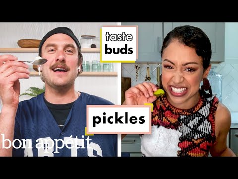 Liza Koshy & Brad Try 9 Types Of Pickles | Taste Buds | Bon Appétit