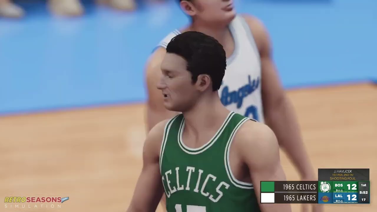 NBA 1965 Boston Celtics vs 1965 Los Angeles Lakers • Full Game Simulation video clip