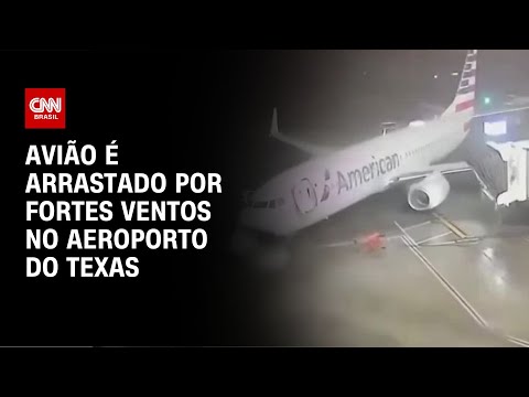 ​Avião é arrastado por fortes ventos no aeroporto do Texas; veja vídeo | CNN NOVO DIA