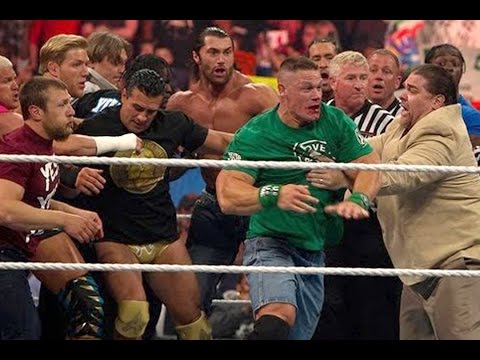 John Cena and Brock Lesnar get into a brawl that clears the entire locker room: Raw, April 9, 2012 - UCJ5v_MCY6GNUBTO8-D3XoAg