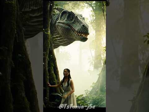 The Hero Gorilla Saves the Girl from a Dinosaur #ai #kingkong #viral #shorts