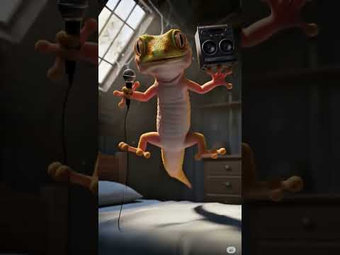 White little cat disturbed by Gecko. #gecko, #cat, #shorts