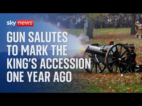 Gun salutes mark the King’s accession one year ago