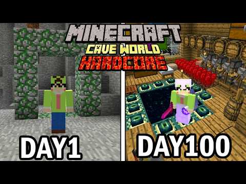 【マインクラフト】洞窟の世界で100日間ハードコア生活をしたらヤバすぎた【100days】【Minecraft】