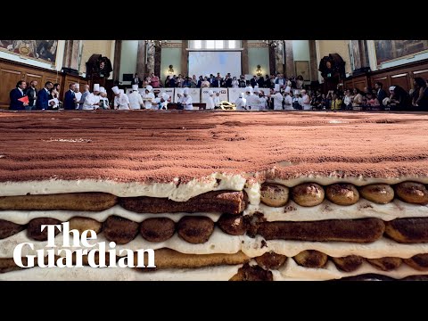 Two tonnes of mascarpone and 19,000 eggs: chefs make world's longest tiramisu