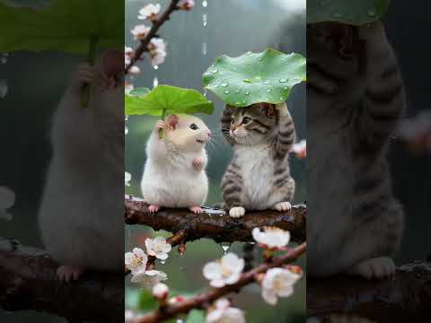 Rainy Day Friends ☔🐱🐭 | The Cutest Friendship Ever!