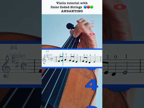 Andantino 🎻  Violin Tutorial With Color Coded Strings & Sheet Music 🔵🔴