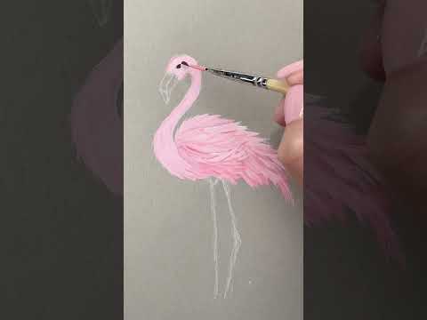 Relaxing painting process of a pink flamingo 🦩 #paintwithme  #acrylicpainting
