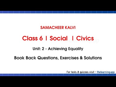 Achieving Equality Questions, Answers | Unit 2  | Class 6 | Civics | Social | Samacheer Kalvi