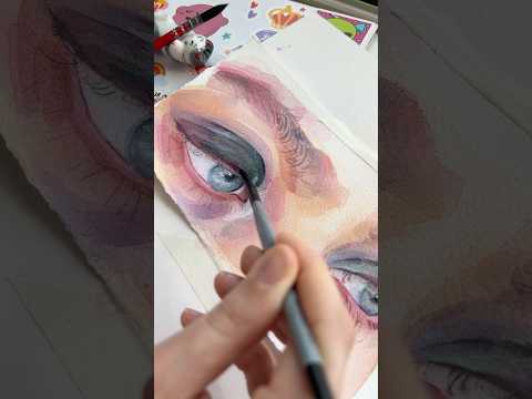Blue eyes watercolor tutorial✨ #arttutorial #arttips #artist #watercolor #painting #artshorts