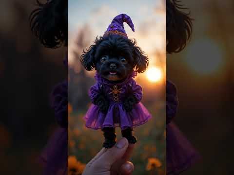 🎃 Tiny Witch Puppy Sings ‘Trick or Treat!’ 🪄👻 The Cutest Halloween You’ll Ever See! #ai #shorts