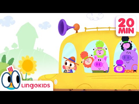 WHEELS ON THE BUS in the FARM & More Farm Songs 🚜🐄 | Songs for Kids | Lingokids