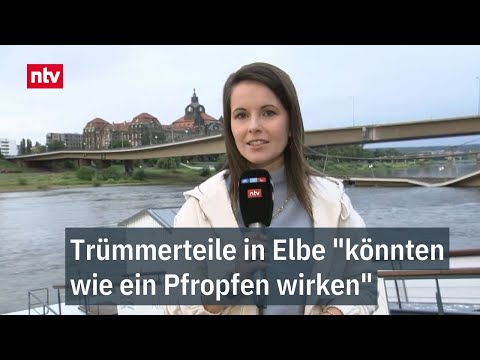 Trümmerteile in Elbe 