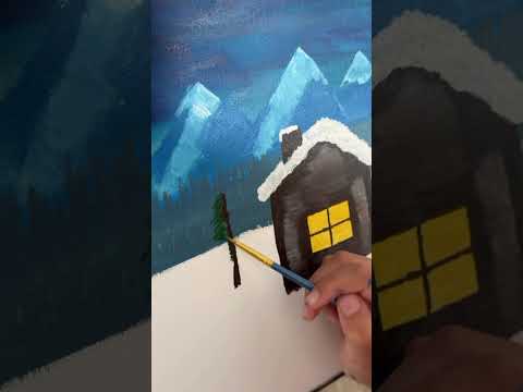 Kids Painting Tutorial: Snowy Winter House ☃️