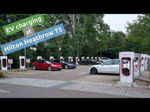 The Tesla Superchargers at Hilton Heathrow T5 Hotel