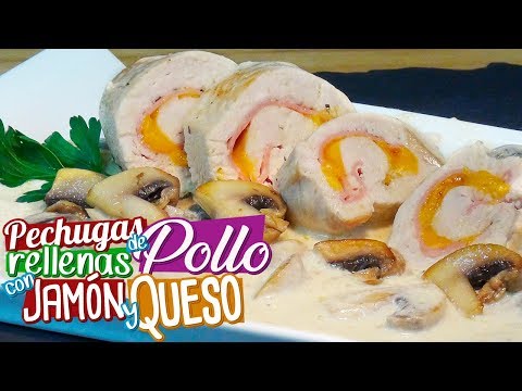 Pechugas de pollo rellenas con jamón y queso en salsa de champiñones  - Recetas paso a paso - UC5ONfXPjWgqElh0NZaRJ1tg