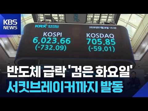 반도체주 급락에 ‘검은 화요일’…코스피·코스닥에 서킷브레이커까지 / KBS  2026.07.28.