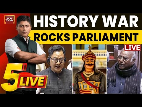 5ive Live Gaurav Sawant LIVE: History War In Parliament | Kiren Rijiju Vs Mallikarjun Kharge News