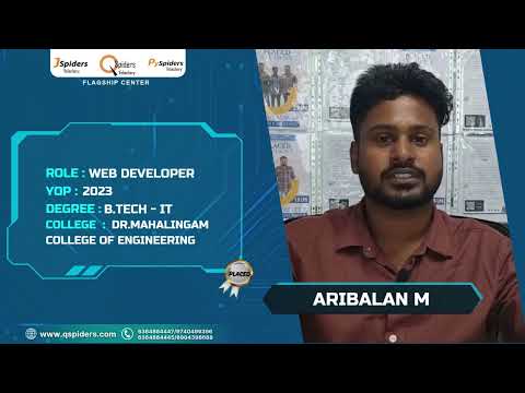 Congratulations, Aribalan M, for getting placed as a Web Developer