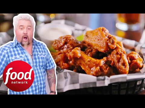 9 Minutes Of Guy Fieri Absolutely Loving Chicken Wings | Diners, Drive-Ins & Dives