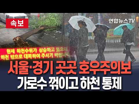 [🔴특보] 서울까지 호우주의보 확대…시간당 강한 비에 돌풍 I 하천 침수 '비상' / 연합뉴스TV(YonhapnewsTV)