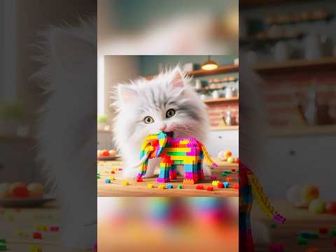 cat 🐱 become building block toys 🧸 #funny #animals #puzzle