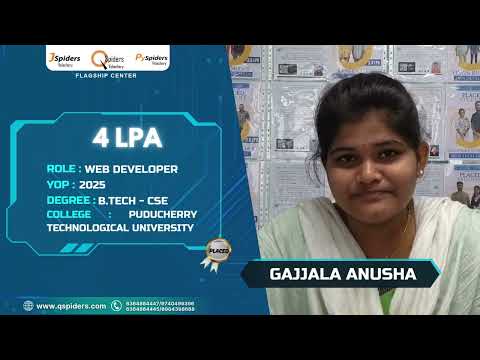 Congratulations, Gajjala Anusha, for getting placed as a Web Developer.
