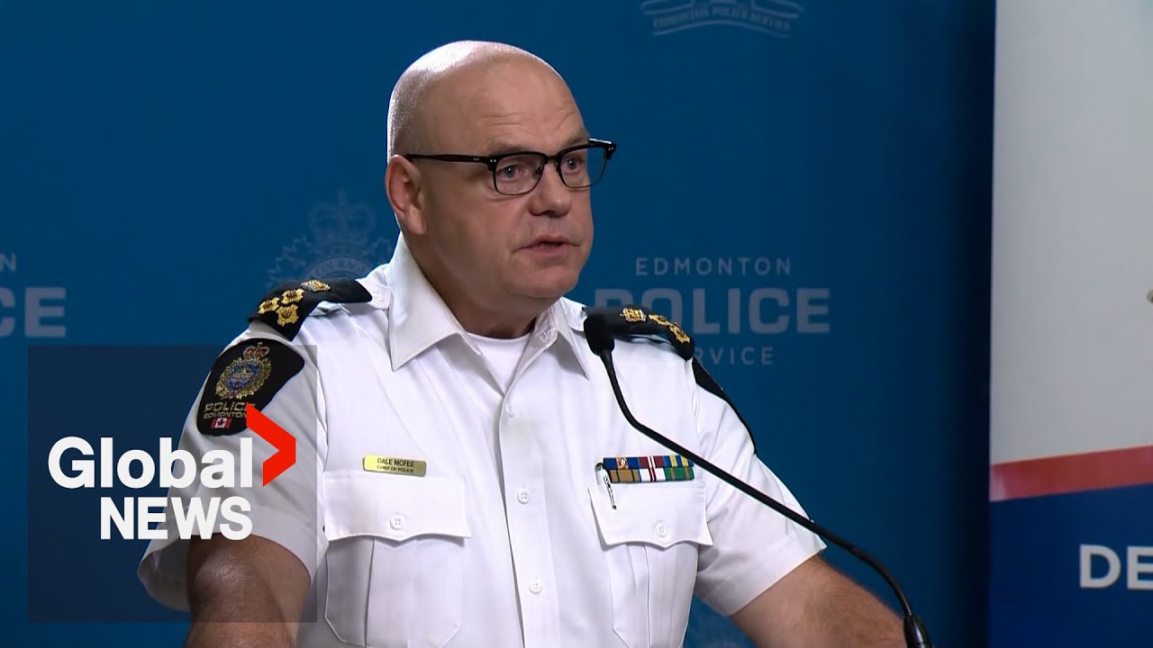 Edmonton stabbing: Police say suspect on life support after killing mother, child | FULL