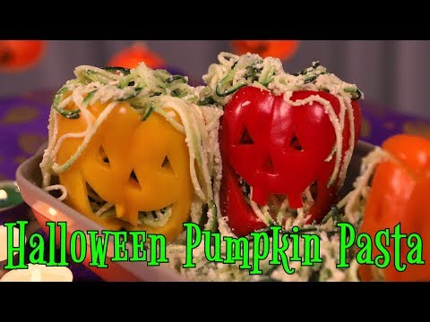 Halloween Pumpkin Pasta with Zucchini Noodles | Halloween Recipes 2018, Vegan Recipes | 할로윈 호박귀신 파스타