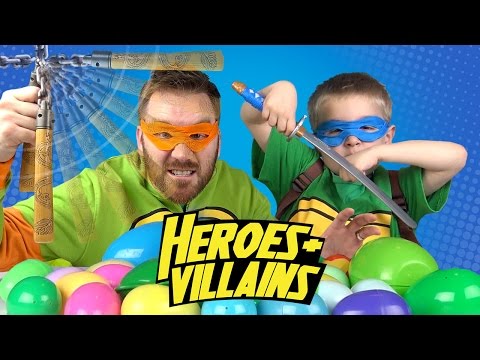 Superheroes Surprise Egg Game IRL - Heroes and Villains w/ Ninja Turtles Toys Batman, Spiderman Toys - UCCXyLN2CaDUyuEulSCvqb2w