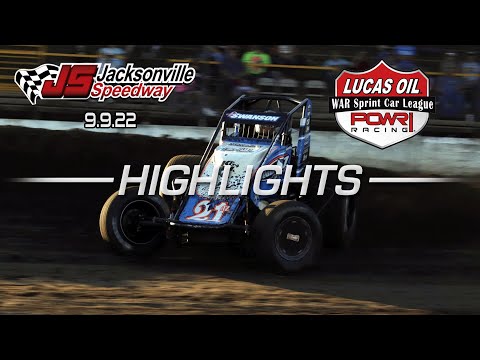 9.9.22 Lucas Oil POWRi WAR Sprint Car League at Jacksonville Speedway Highlights - dirt track racing video image