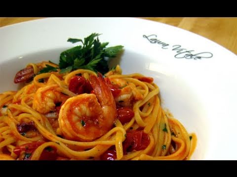 Linguine with Shrimp Al Diablo Recipe by Laura Vitale "Laura In The Kitchen" Episode 44 - UCNbngWUqL2eqRw12yAwcICg