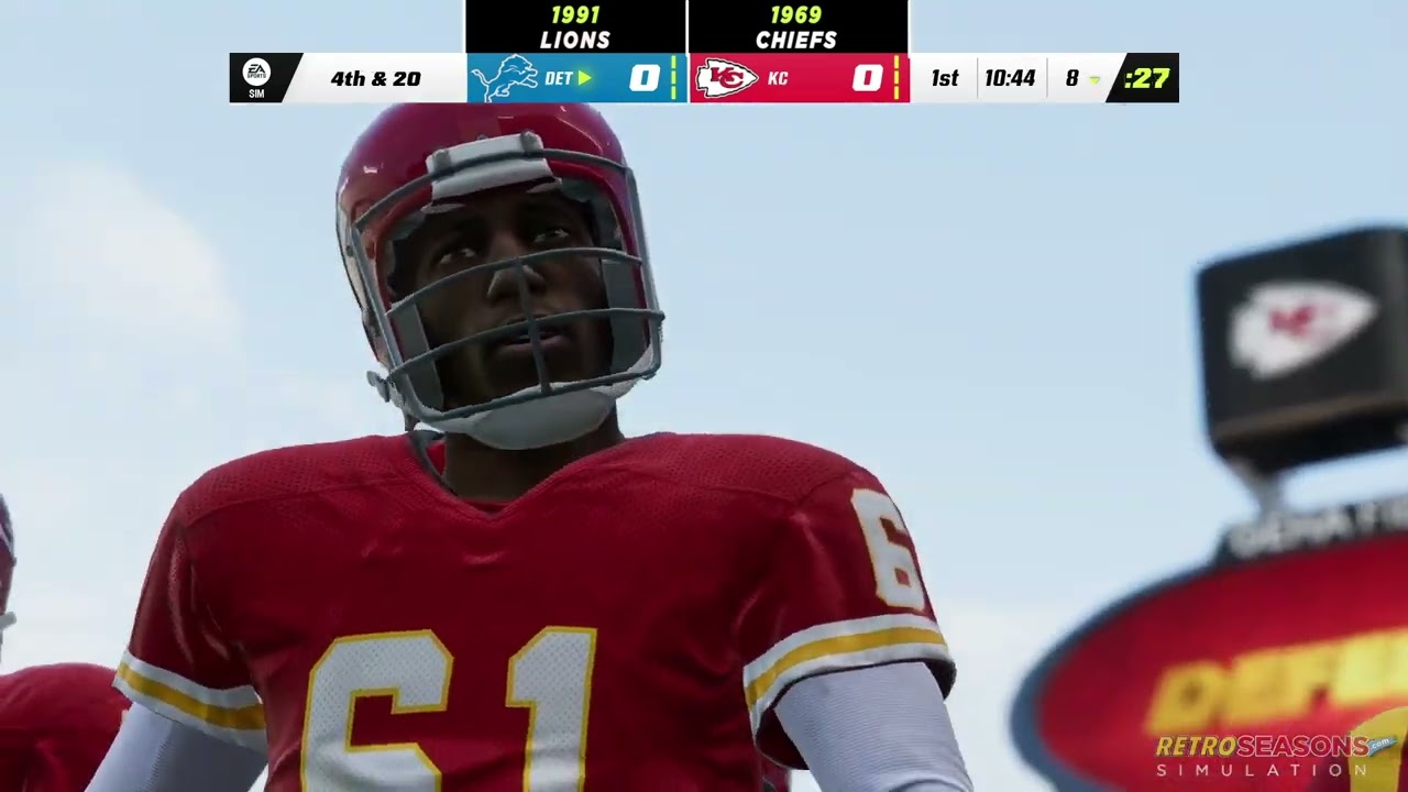 NFL 1991 Detroit Lions vs. 1969 Kansas City Chiefs • Full Game Simulation video clip