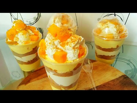 Mango Graham Ice Cream Float in a cup