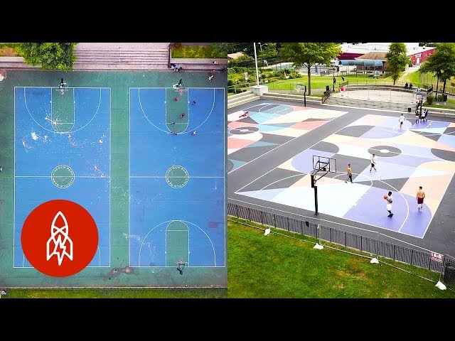 Colorful Basketball Court is a Great Addition to Any Home