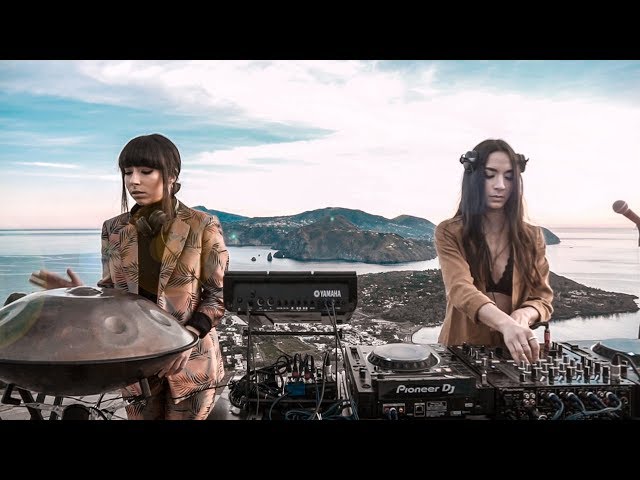 Techno Music Video with Girl Playing Drums