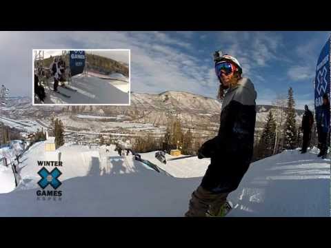 GoPro HD: Winter X Games - Eric Willett Snowboard Slopestyle Practice Run - UCqhnX4jA0A5paNd1v-zEysw