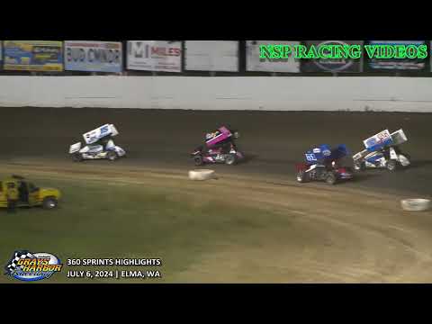 July 6, 2024 360 Sprints Highlights Grays Harbor Raceway - dirt track racing video image