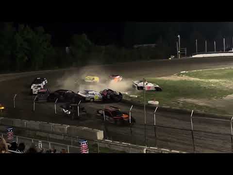 Everything that is wrong about a restart for Modified Feature at Wilmot Raceway 7-15-2023 - dirt track racing video image