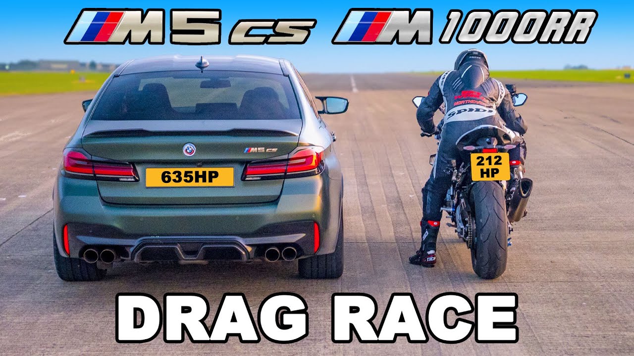 BMW M5 CS v BMW M Superbike: DRAG RACE