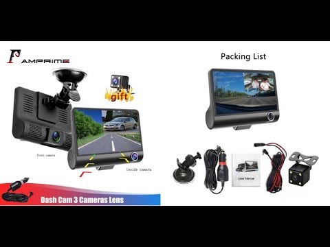 Car DVR FHD AMPrime 4'' Three Way Three Lens Video Recorder Camera 170 Wide Angle Dash Cam