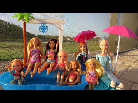 POOL Fun ! Ice Prank - Elsa & Anna toddlers - Barbie's New Car - Swimming - Splash - Water - Slide - UCQ00zWTLrgRQJUb8MHQg21A