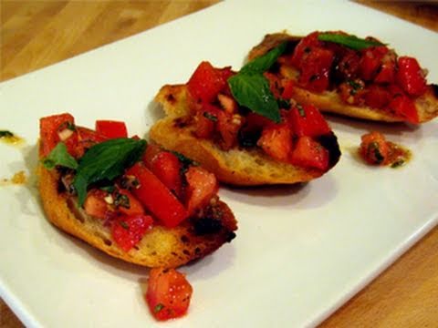 Bruschetta with Tomato & Basil Recipe - Laura Vitale "Laura In The Kitchen" Episode 1 - UCNbngWUqL2eqRw12yAwcICg