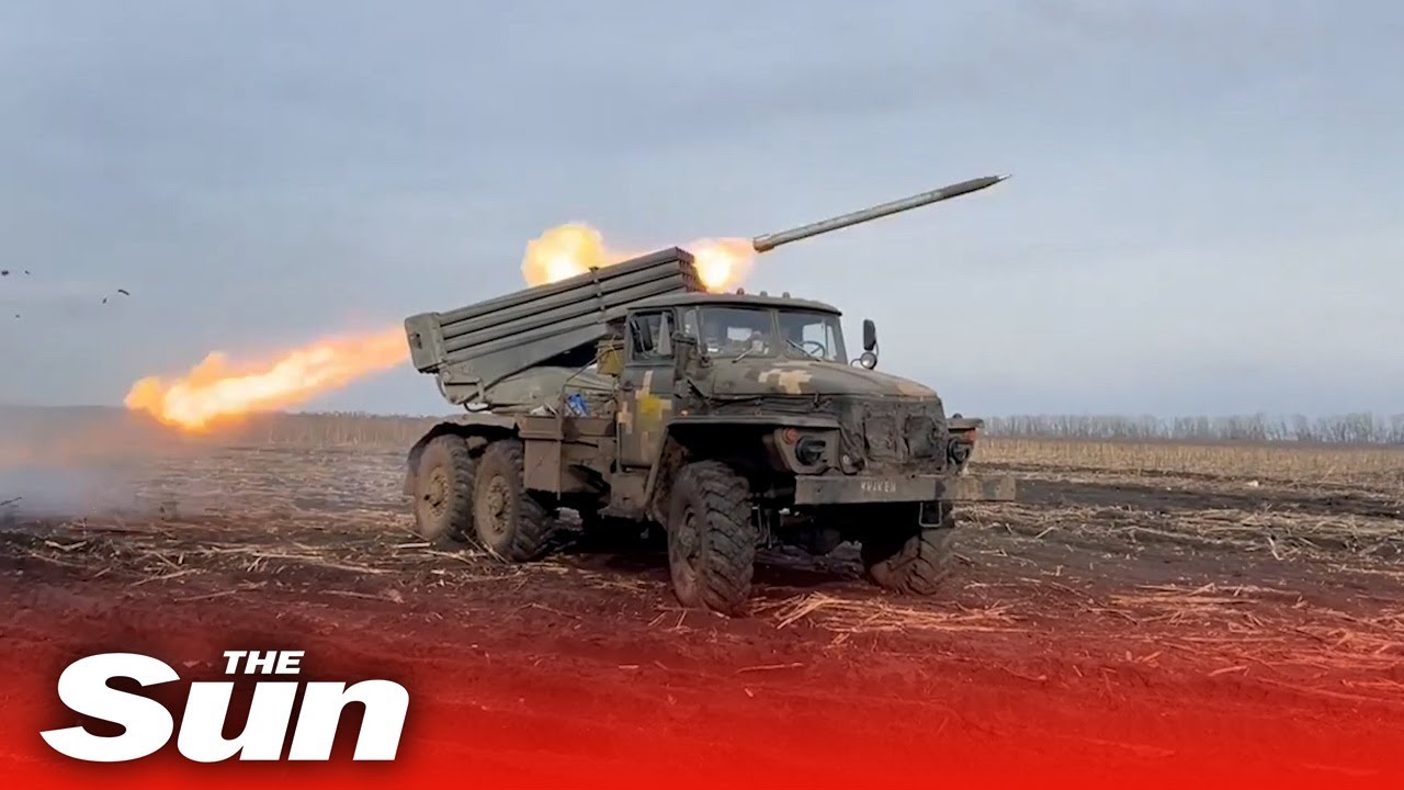 Ukrainian artillery fires GRAD rockets at Russian troops